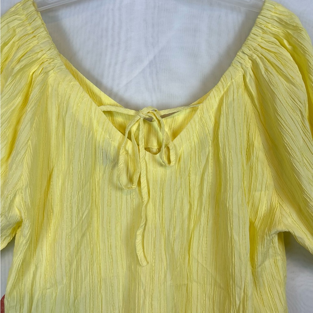 NWT Arula Women’s Lemon Yellow Lantern Sleeve Summer Top / size XL - Picture 7 of 10